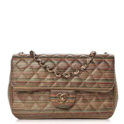 Chanel Metallic Sheepskin Thin Striped Small Single Flap Multicolor Gold 1 of 8