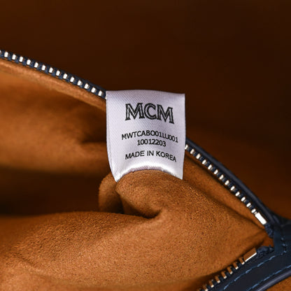 MCM Jacquard Monogram Munchen Extra Large Tote Blue 8 of 12