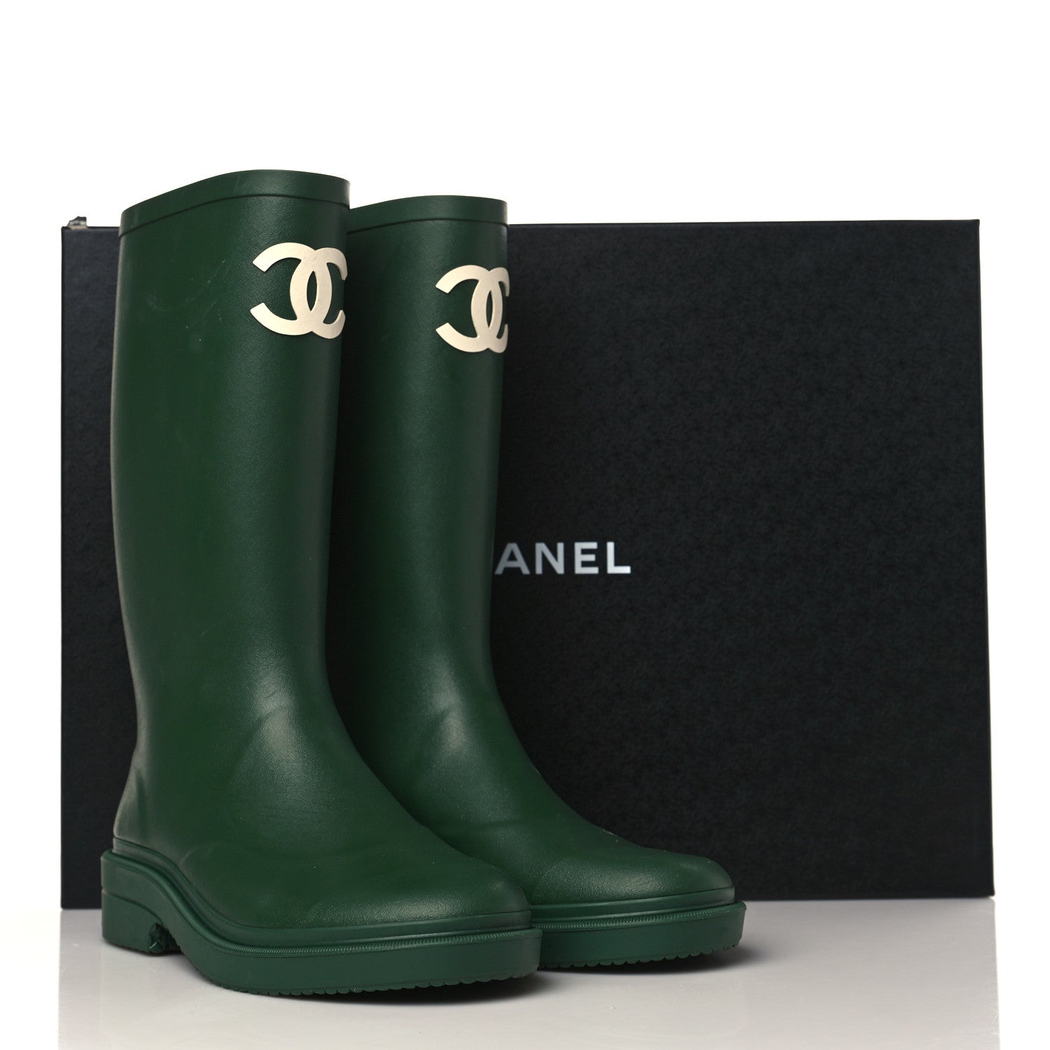 Chanel Caoutchouk CC High Boots 37 Dark Green 8 of 8