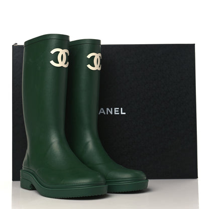 Chanel Caoutchouk CC High Boots 37 Dark Green 8 of 8