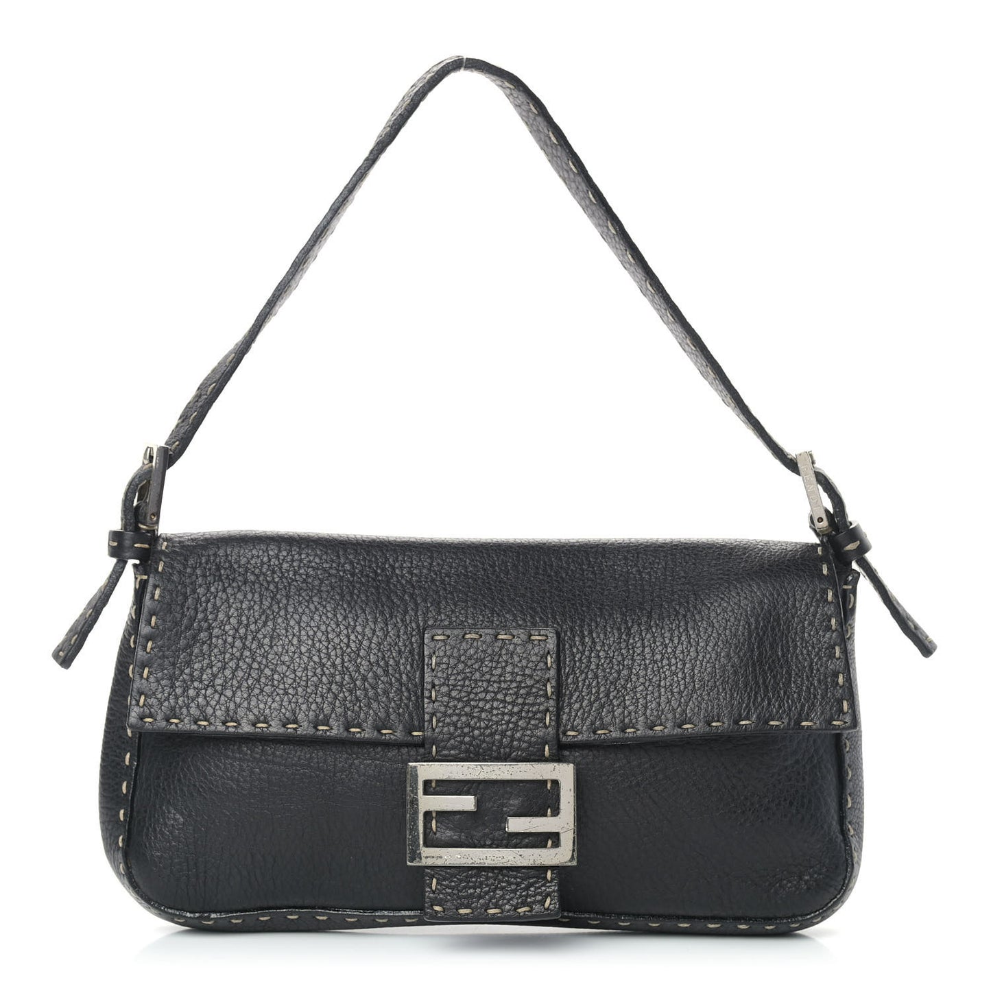 Calfskin Romano Selleria Baguette Black