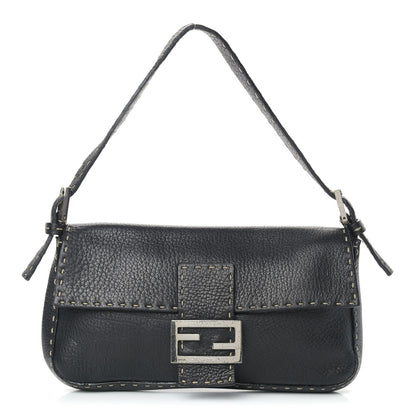 Fendi Calfskin Romano Selleria Baguette Black 1 of 16
