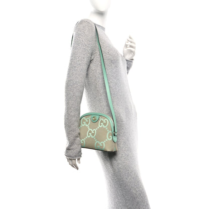 Gucci Monogram Jumbo GG Textured Dollar Calfskin Small Ophidia Dome Shoulder Bag Beige Pepperlight Mint 2 of 10