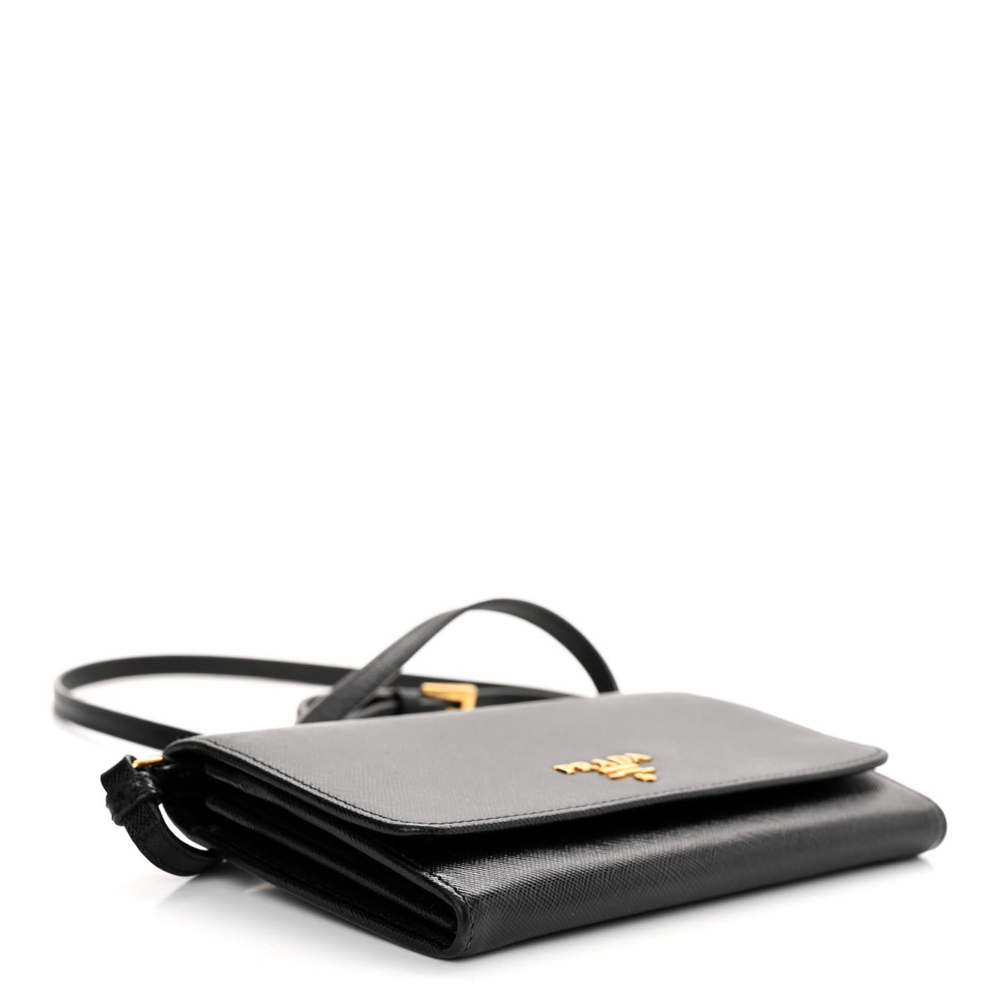 Saffiano Vernice Mini Crossbody Wallet Black