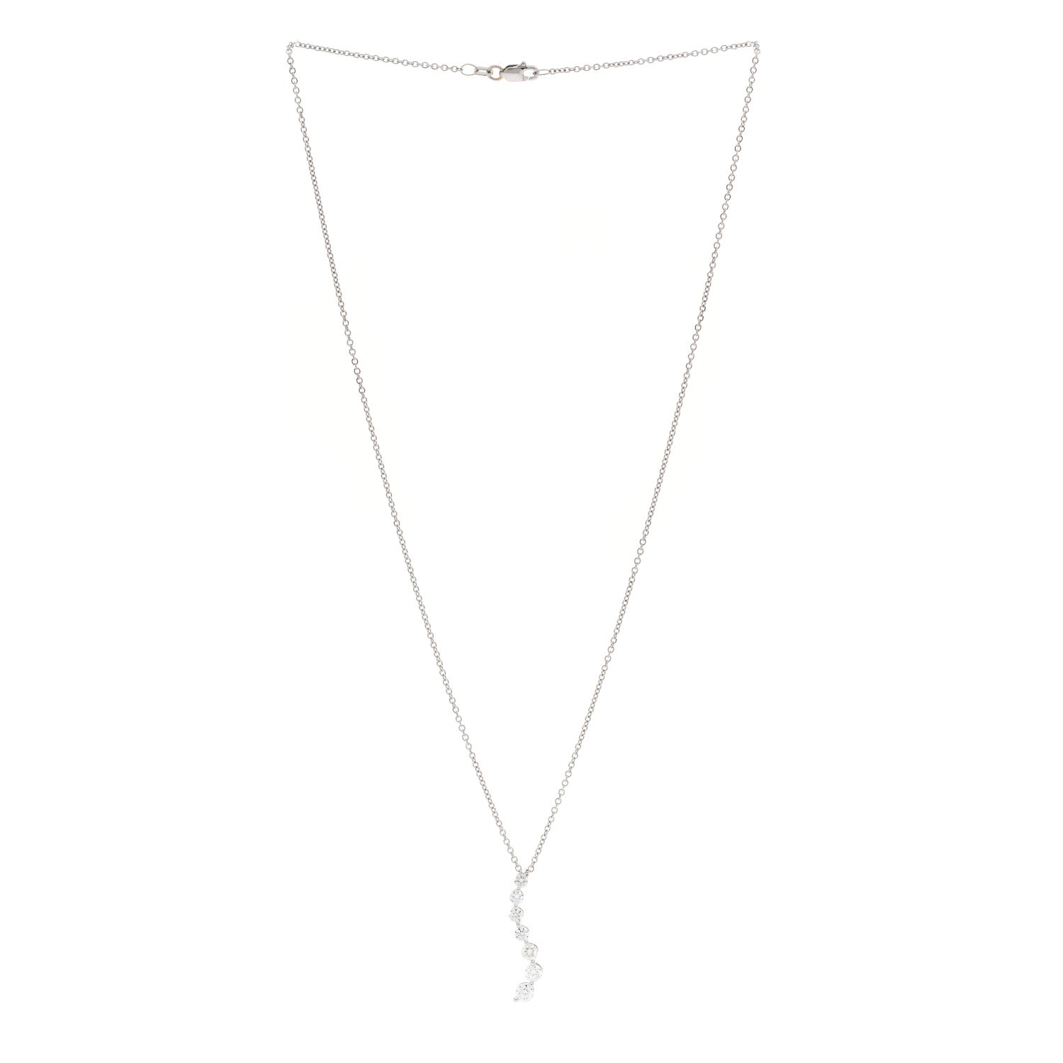 Parker & West by FASHIONPHILE 18K White Gold Diamond .88ctw Graduated Drop Pendant Necklace 3 of 7