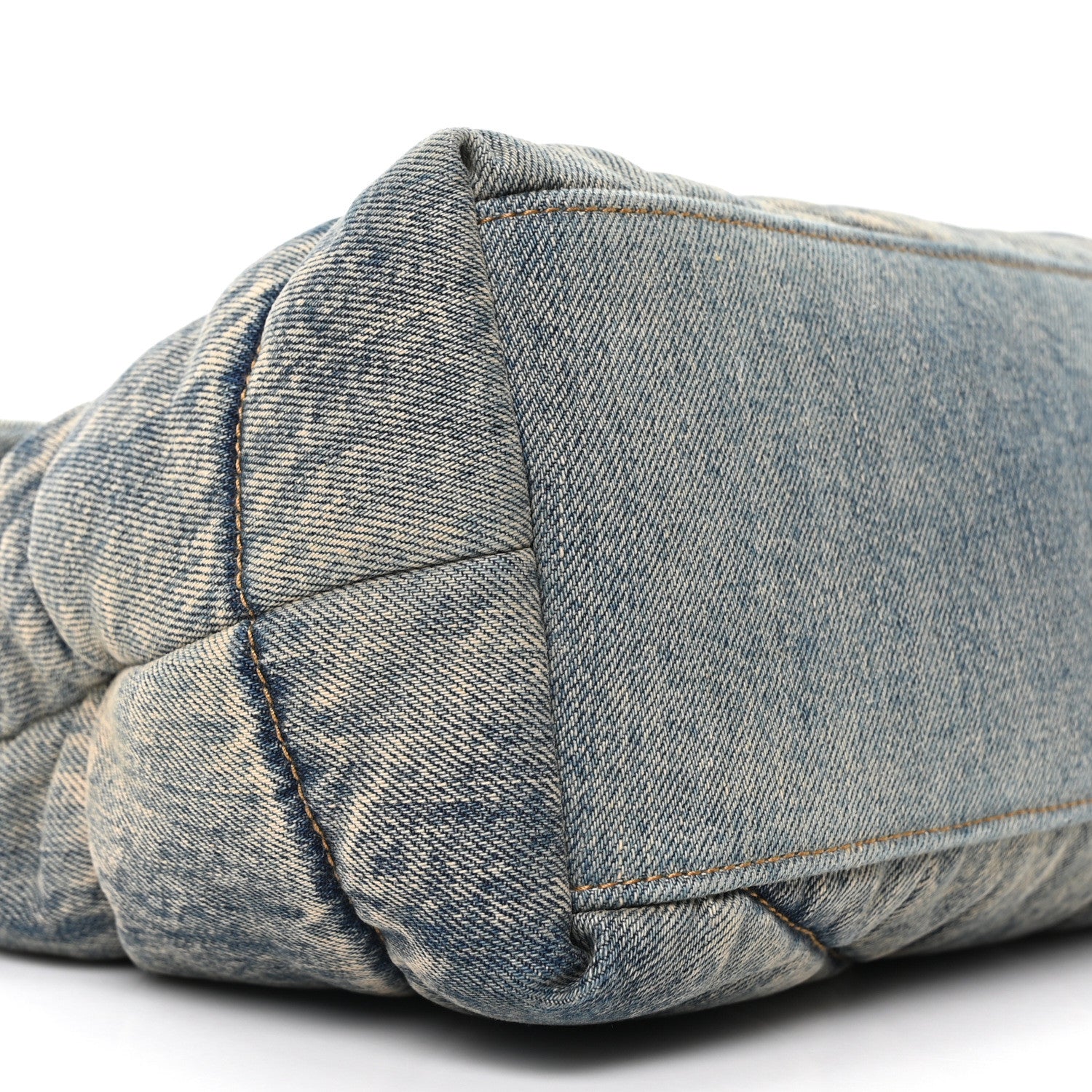 Saint Laurent Denim Quilted Medium Loulou Puffer Monogram Chain Satchel Rodeo Blue 9 of 10