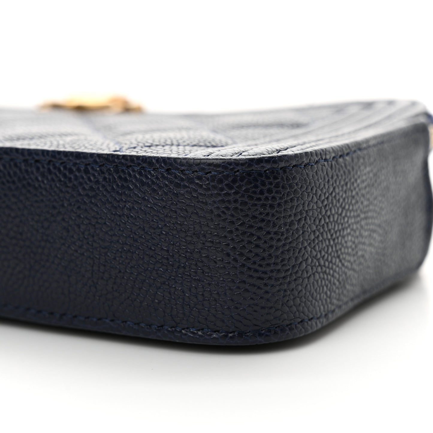Caviar Quilted Small Boy Clutch With Chain Dark Blue