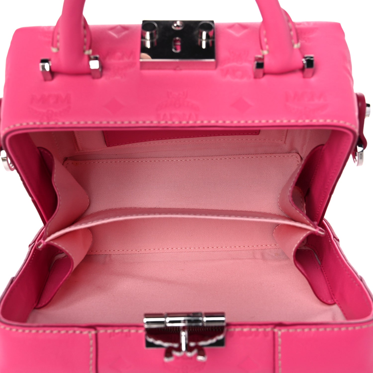 MCM Calfskin Ottomar Monogram Small Berlin Crossbody Sugar Pink 5 of 10