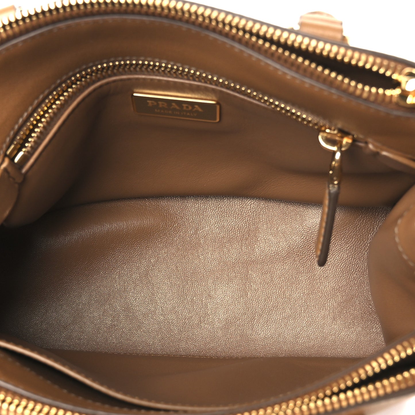 Saffiano Mini Galleria Double Zip Tote Caramel
