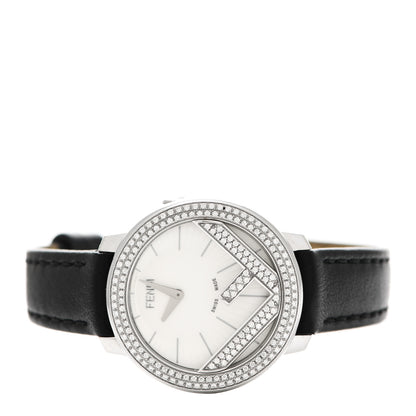 Fendi Stainless Steel Calfskin Diamond Pave Bezel 28mm Fendi Run Away Quartz Watch 2 of 6
