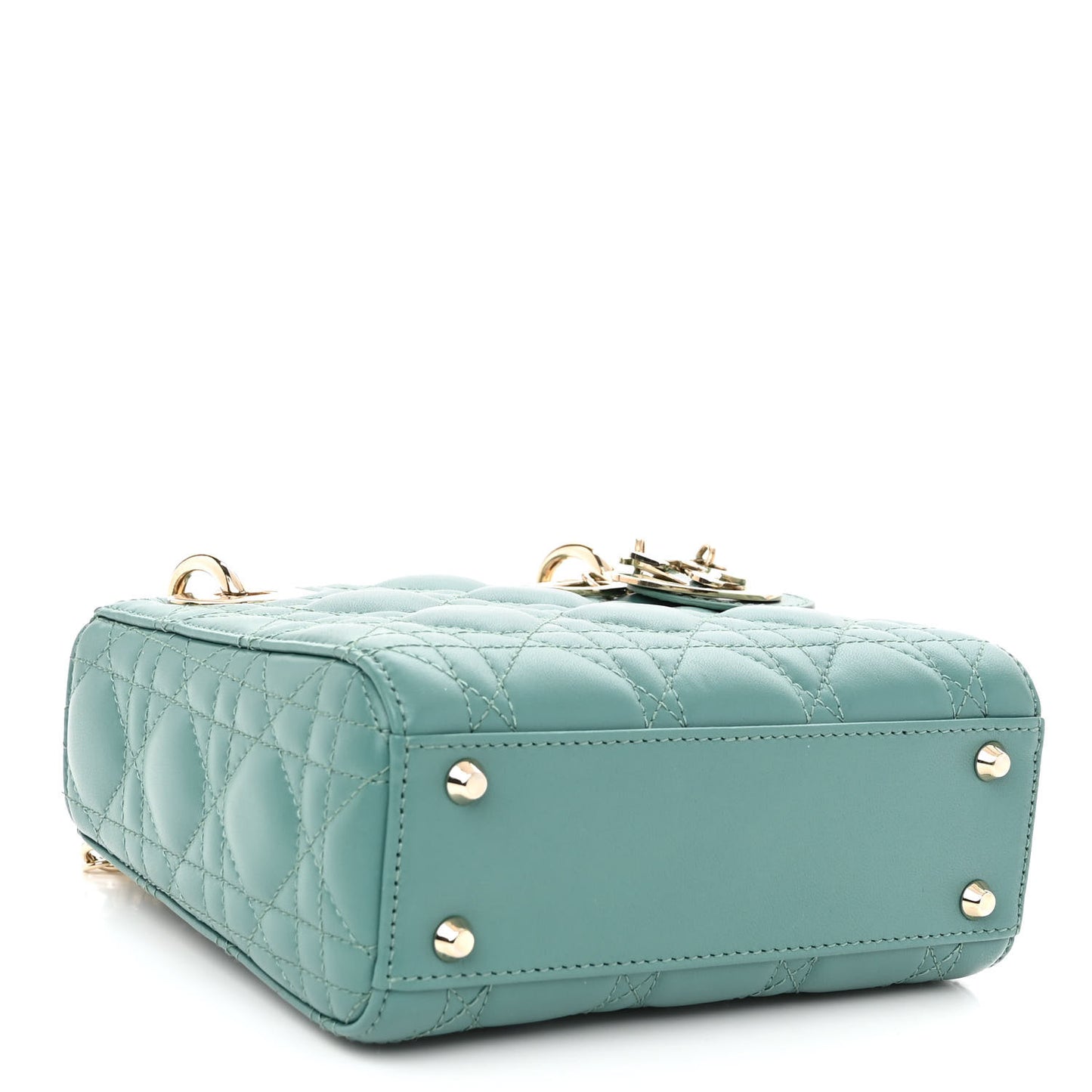 Lambskin Cannage Mini Lady Dior Storm Blue