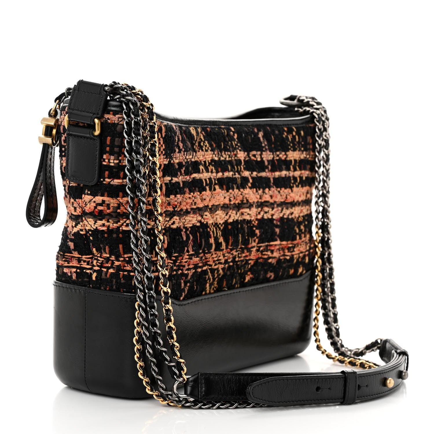 Chanel Tweed Calfskin Medium Gabrielle Hobo Black Brown 3 of 11