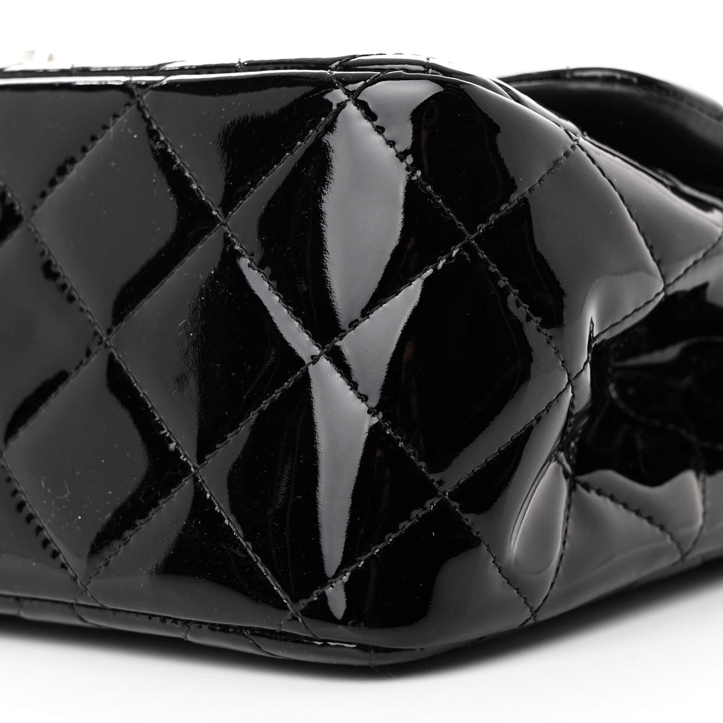 Patent Quilted Jumbo Double Flap Black