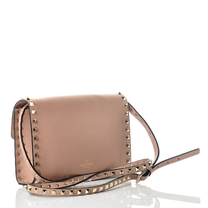 Valentino Garavani Pebbled Calfskin Medium Rockstud Flip Lock Crossbody Bag Skin Sorbet 3 of 8