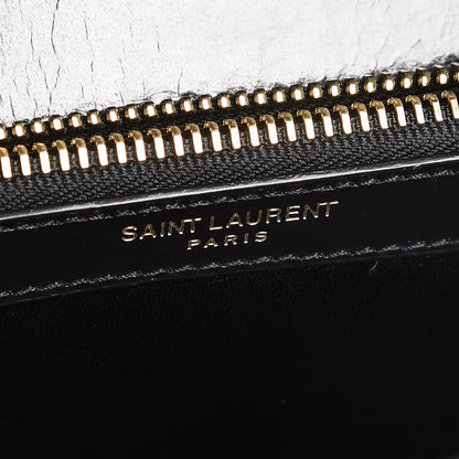 Saint Laurent Cracked Shiny Calfskin Matelasse Chevron Monogram Medium College Bag Black 7 of 14