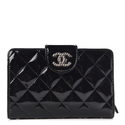 Chanel Patent Quilted Brilliant Zipped Pocket Wallet Black 1 of 11