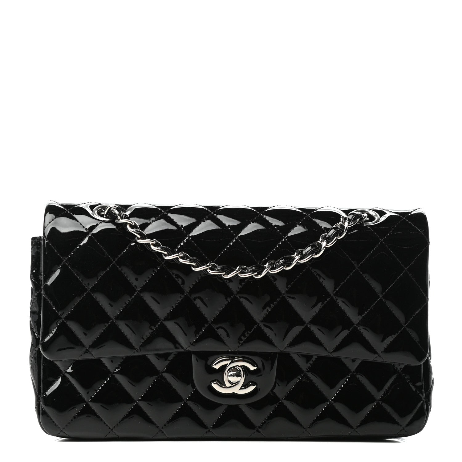 Chanel Patent Quilted Medium Double Flap Black 1 of 10