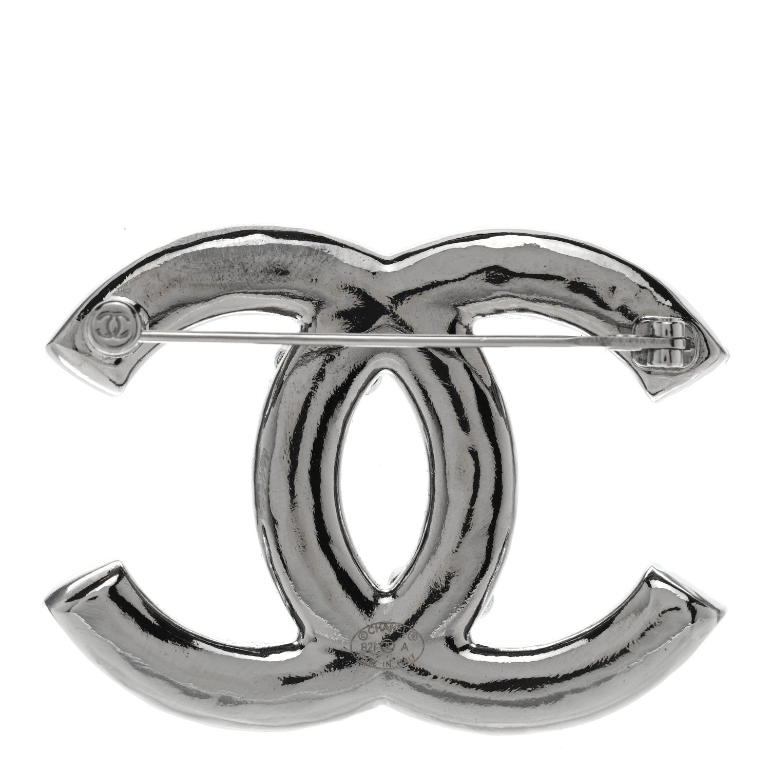 Chanel Pearl Crystal CC Brooch Silver 3 of 5