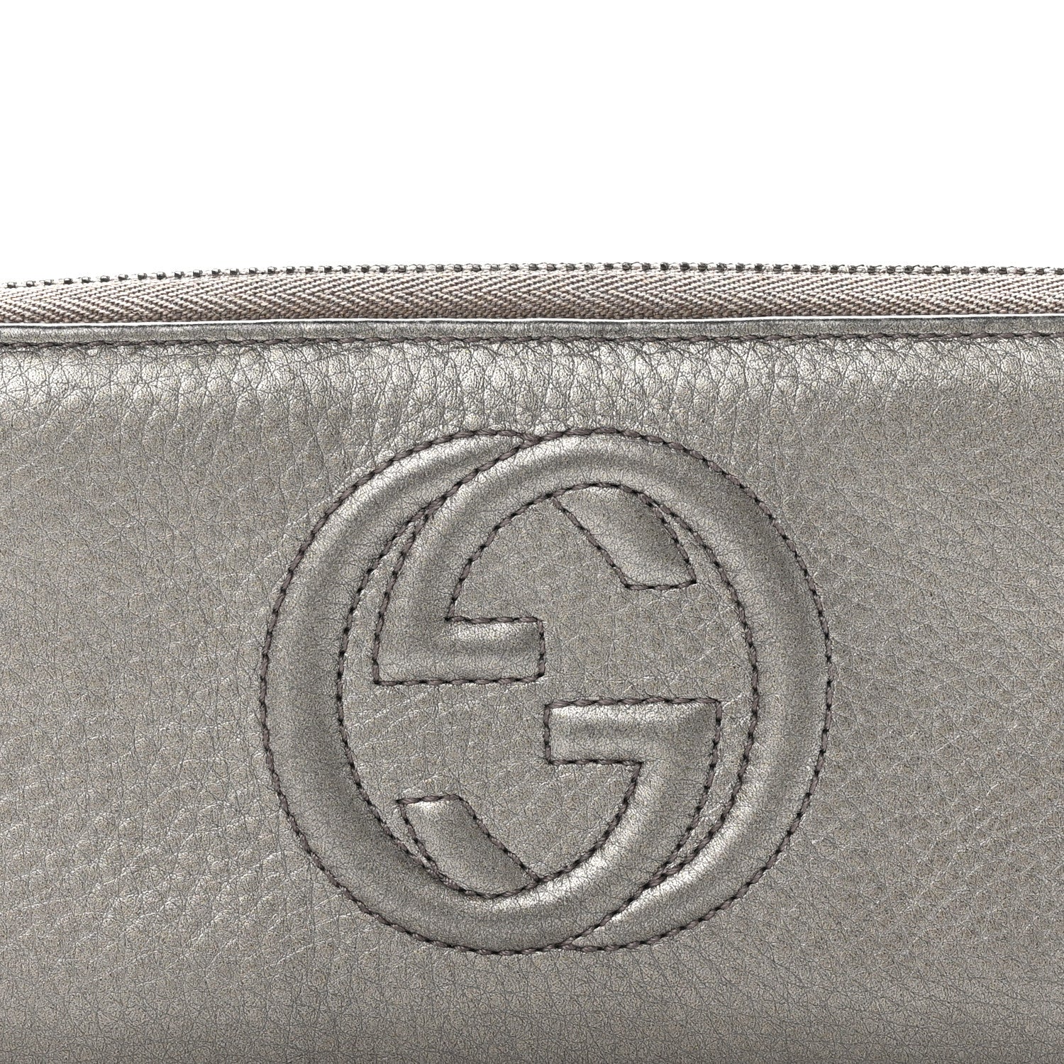 Gucci Metallic Pebbled Calfskin Soho Zip Around Wallet Sasso 9 of 11