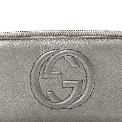 Gucci Metallic Pebbled Calfskin Soho Zip Around Wallet Sasso 9 of 11