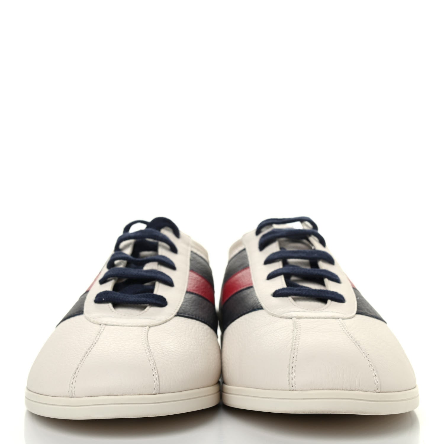 Gucci Calfskin Mens Web Falacer Sneakers 12 White Blue 3 of 4