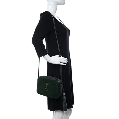 Saint Laurent Suede Calfskin Monogram Lou Camera Bag Vert Fonce 2 of 9