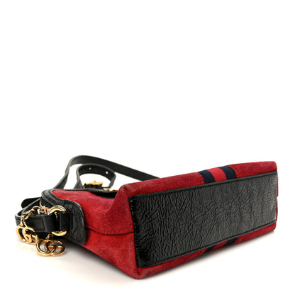 Gucci Suede Patent Web GG Small Ophidia Dome Shoulder Bag Hibiscus Red 4 of 11
