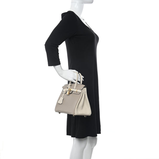 Togo Horseshoe Birkin 25 Gris Tourterelle Craie