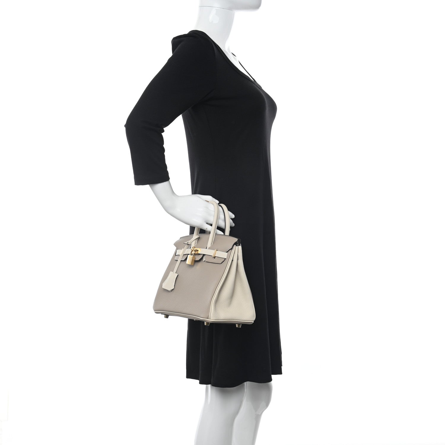 Hermes Togo Horseshoe Birkin 25 Gris Tourterelle Craie 2 of 10