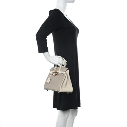 Hermes Togo Horseshoe Birkin 25 Gris Tourterelle Craie 2 of 10