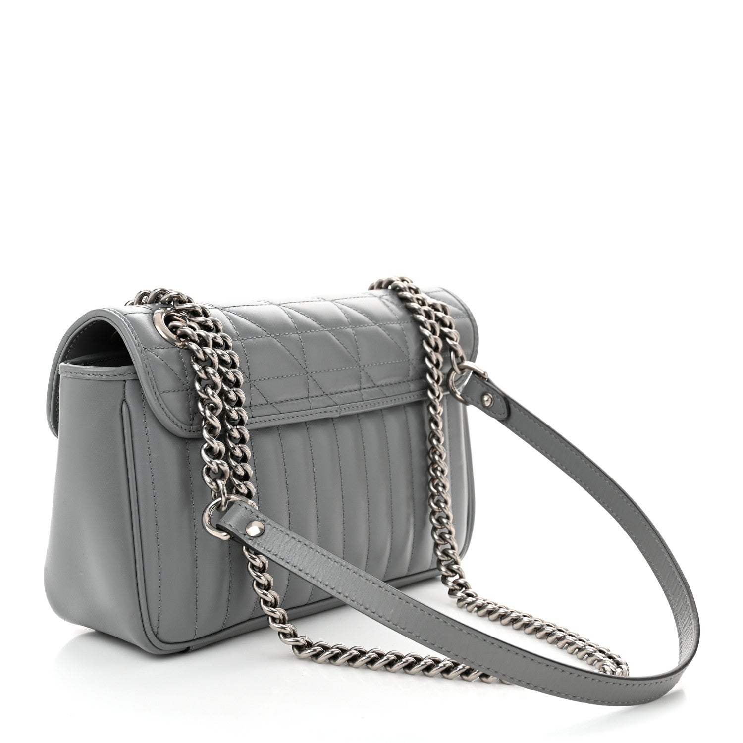 Gucci Calfskin Matelasse Aria Small GG Marmont Shoulder Bag Deep Grey 3 of 10