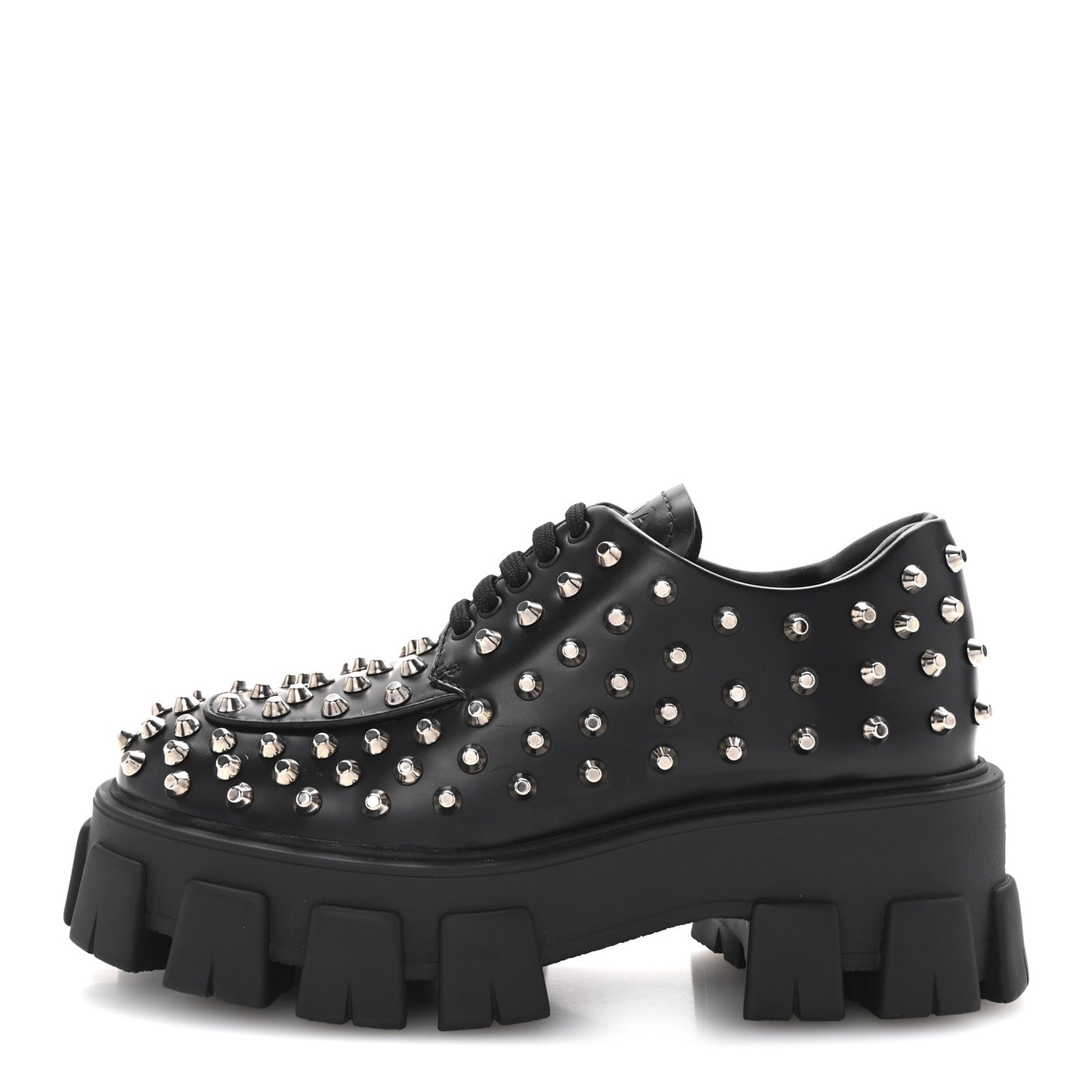 Spazzolato Rois Studded Lace Up Monolith 55mm Derby Loafers 36 Black