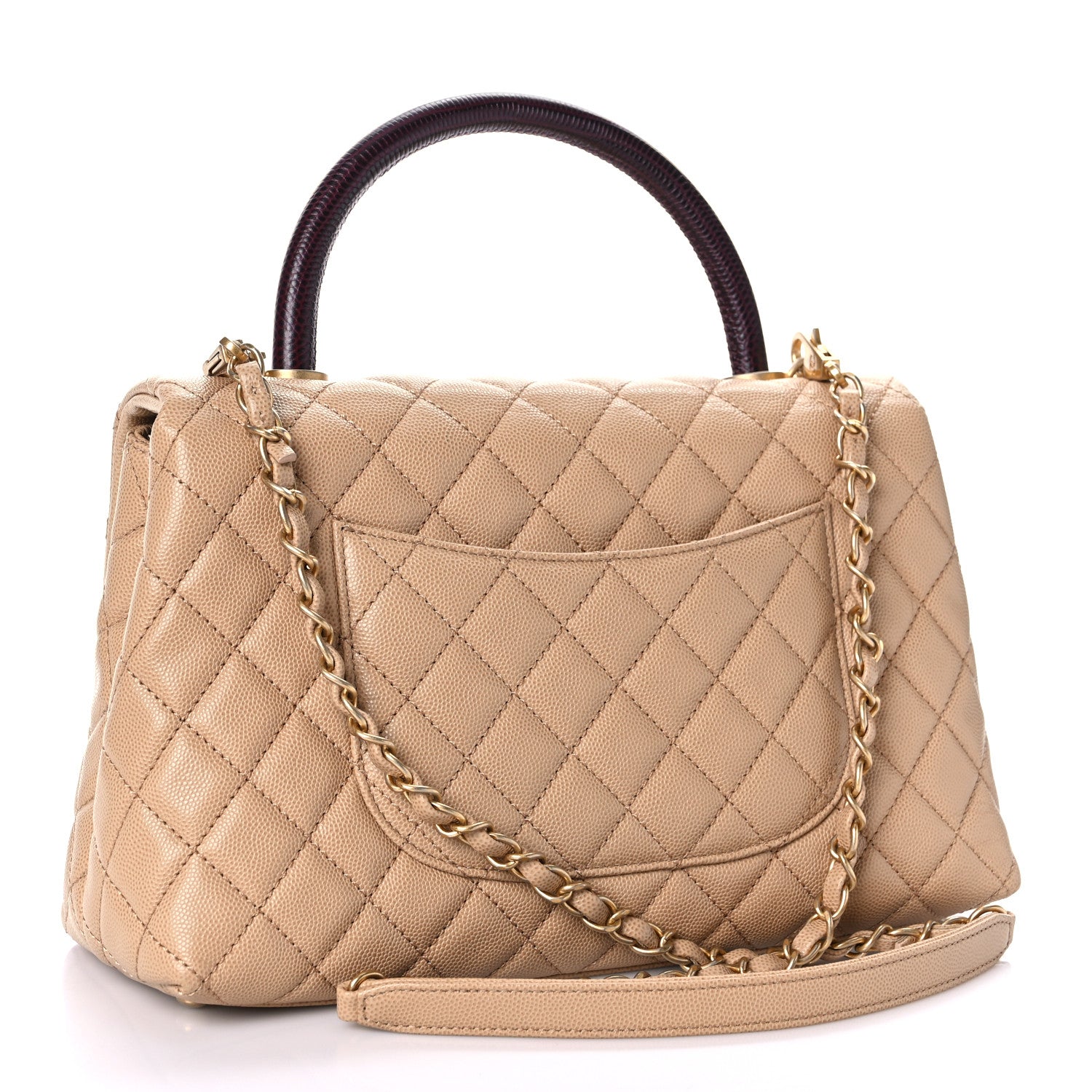 Chanel Caviar Lizard Embossed Quilted Small Coco Handle Flap Beige 3 of 10