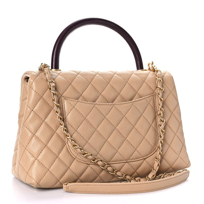 Chanel Caviar Lizard Embossed Quilted Small Coco Handle Flap Beige 3 of 10