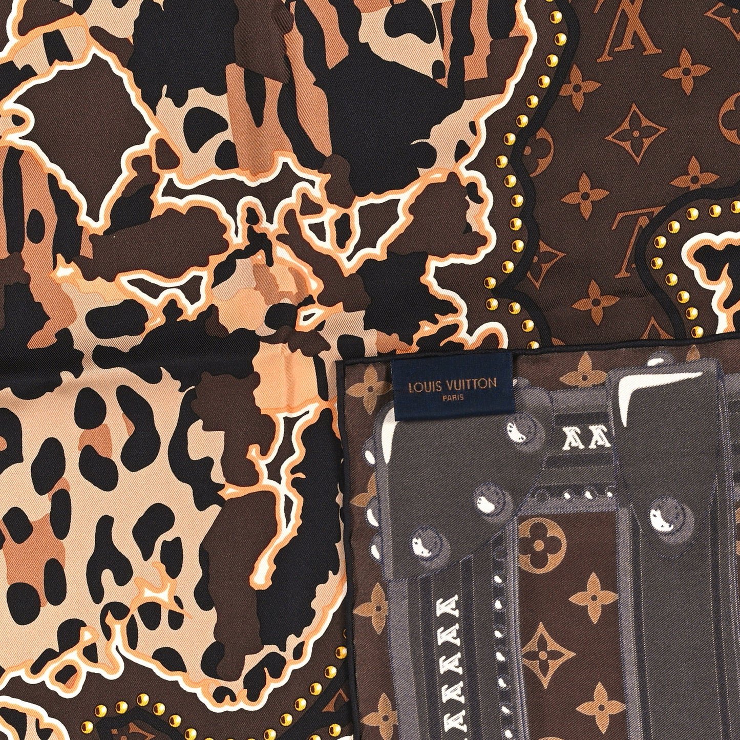 Silk Monogram LV World Square Scarf Brown