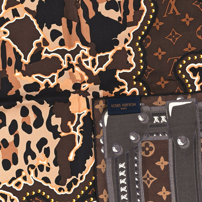 Louis Vuitton Silk Monogram LV World Square Scarf Brown 3 of 3