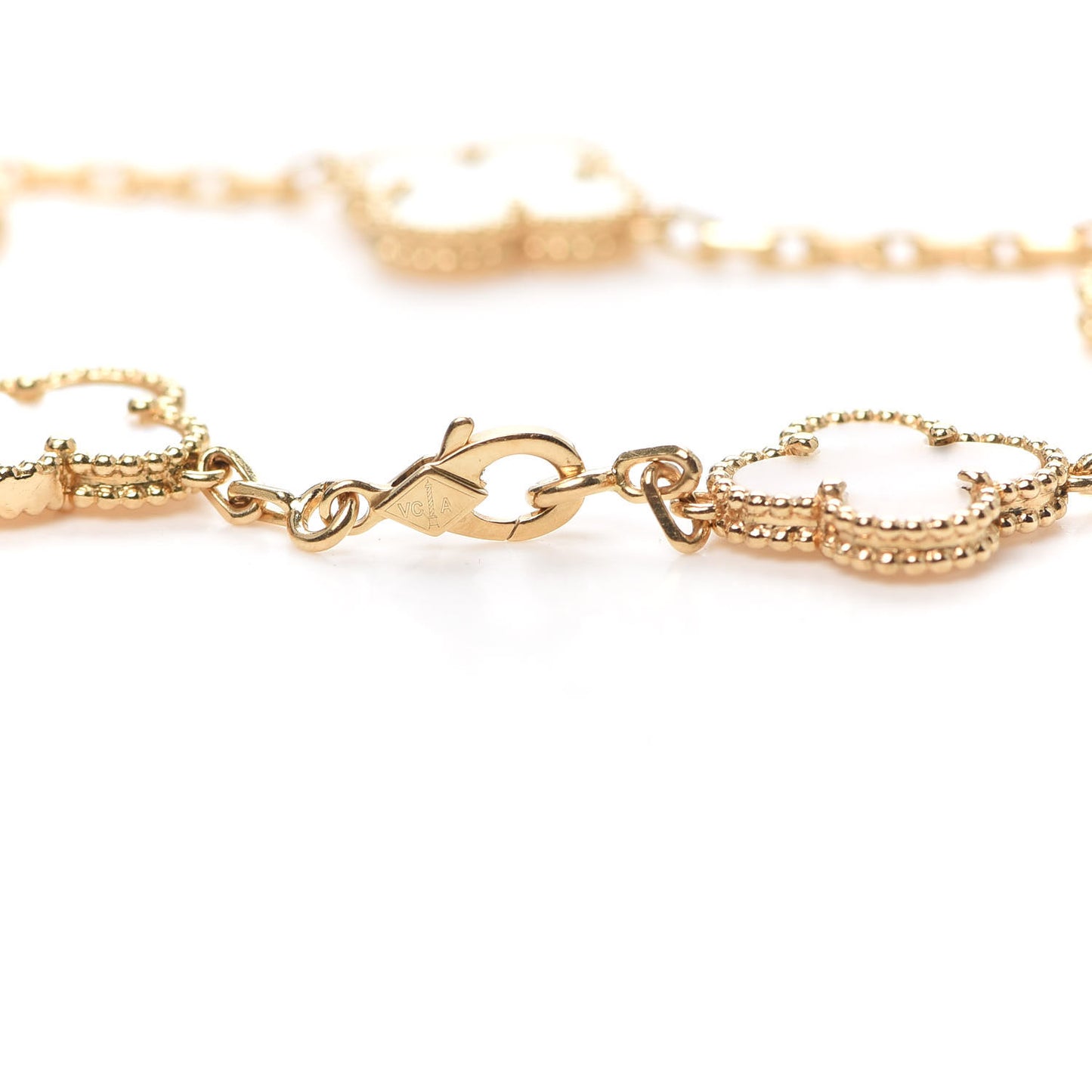 18K Yellow Gold Mother of Pearl 5 Motifs Vintage Alhambra Bracelet