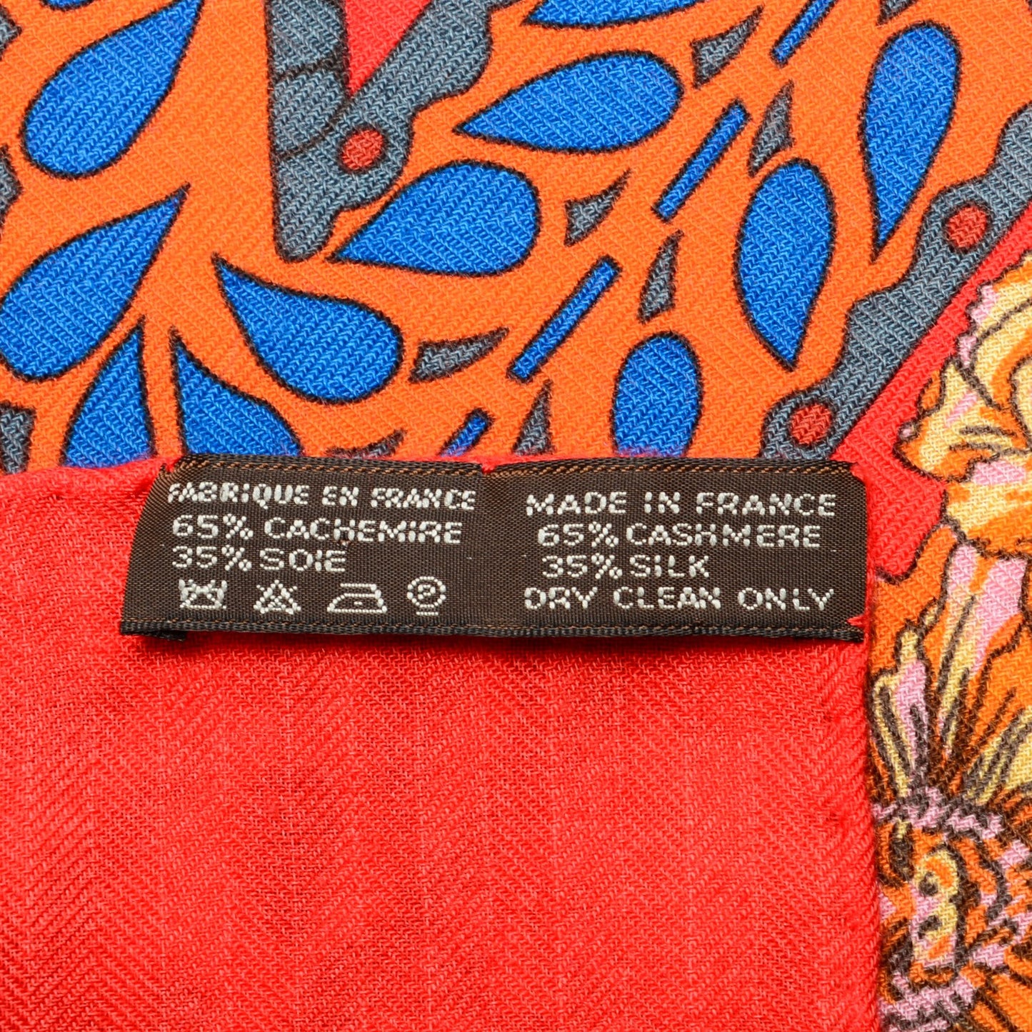 Cashmere Silk La Danse Du Cheval Marwari Shawl 140 Vermilion Marron Cobalt