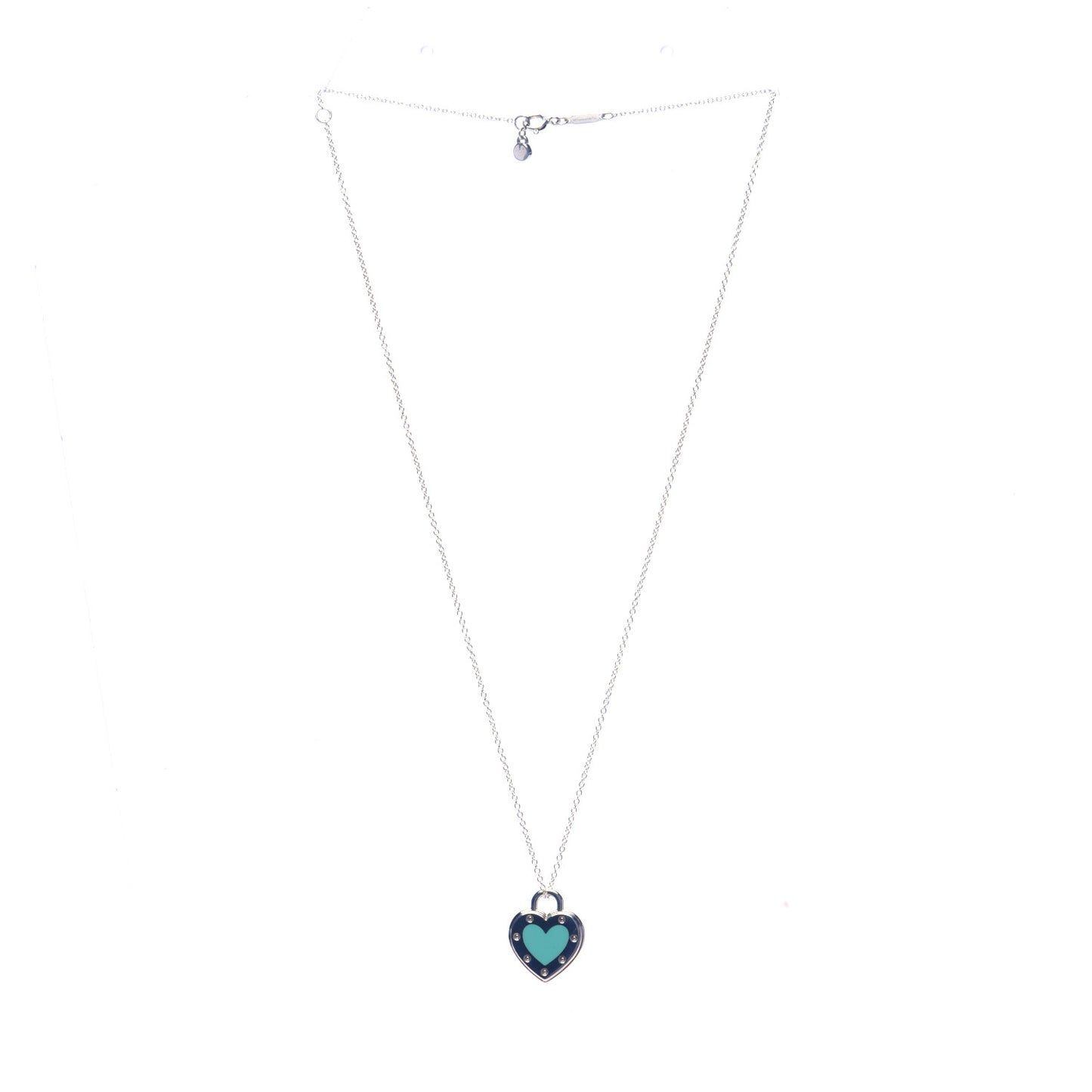 Sterling Silver Enamel Return to Tiffany Love Heart Necklace Blue