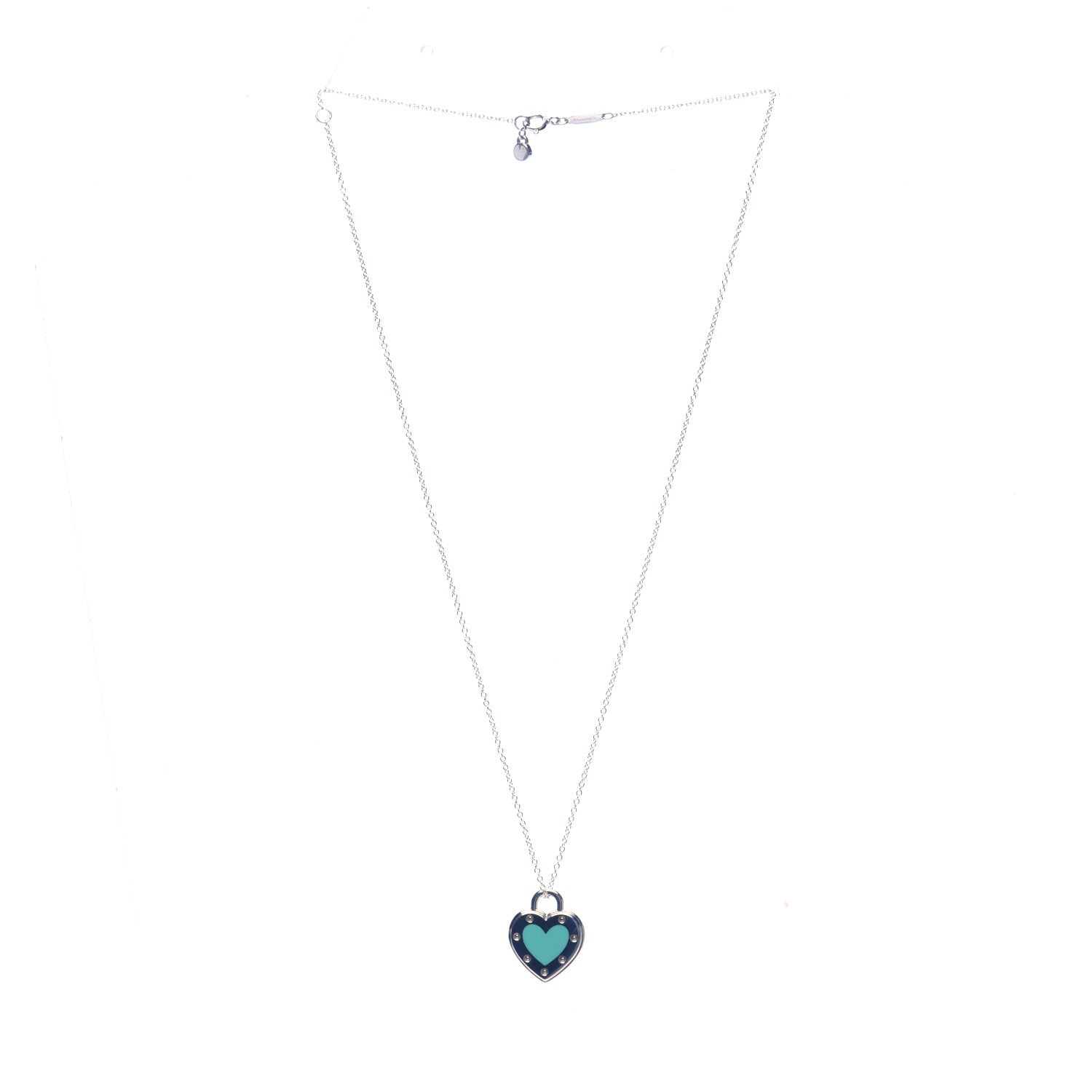 Tiffany Sterling Silver Enamel Return to Tiffany Love Heart Necklace Blue 3 of 7