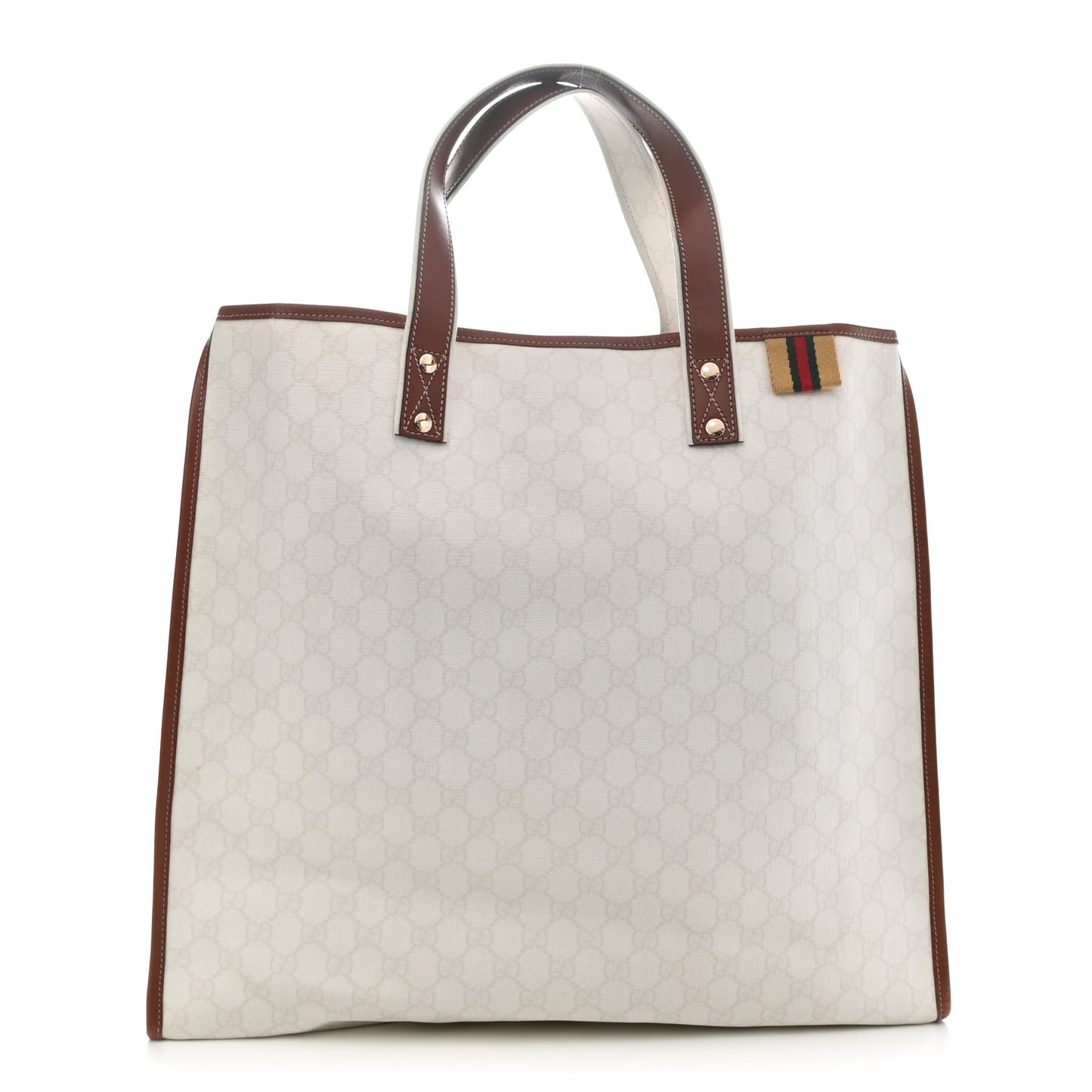 GG Plus Monogram Large Signature Web Loop Tote White