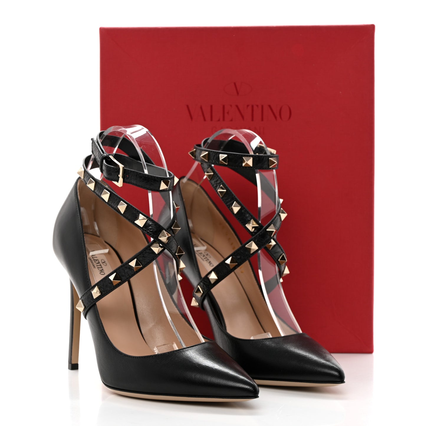 Nappa Rockstud Ankle Strap 105mm Pumps 39 Black