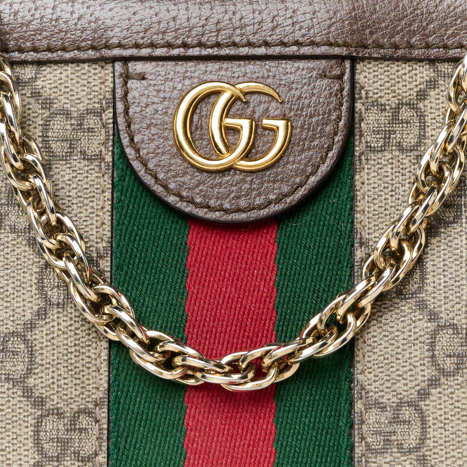 Gucci GG Supreme Monogram Web Small Ophidia Chain Shoulder Bag Brown 9 of 12