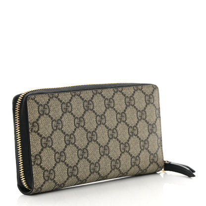Gucci Dollar Calfskin GG Supreme Monogram GG Marmont Zip Around Wallet Black Beige Ebony 3 of 12