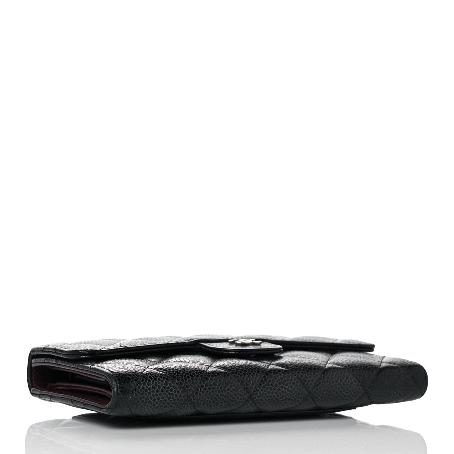 Caviar Quilted Long Flap Wallet Black