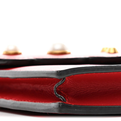 Gucci Calfskin Mini Peony Pearly Wallet on Chain Red 8 of 9