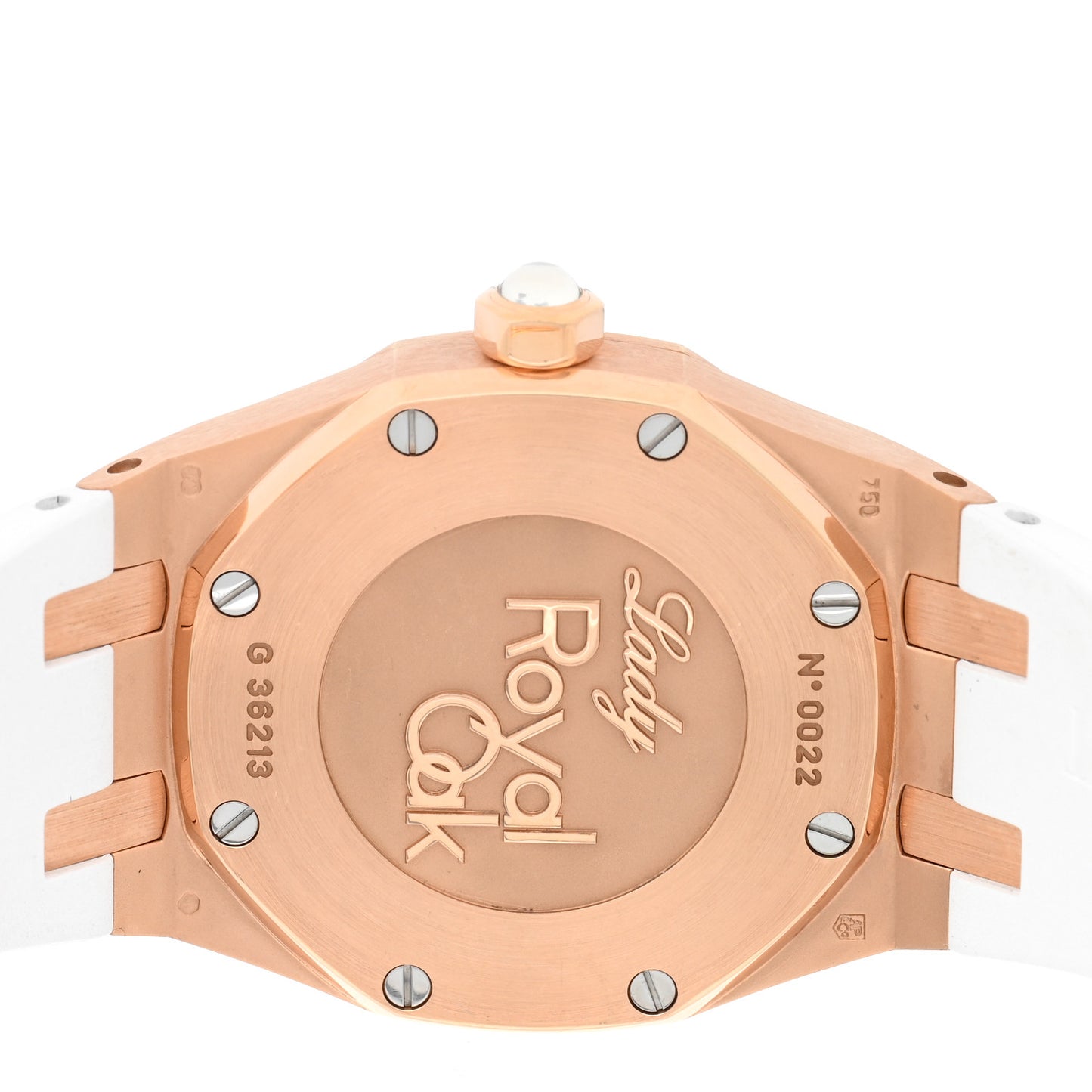 18K Rose Gold Rubber Diamond 33mm Royal Oak Quartz Watch White 67621OR.ZZ.D010CA.01