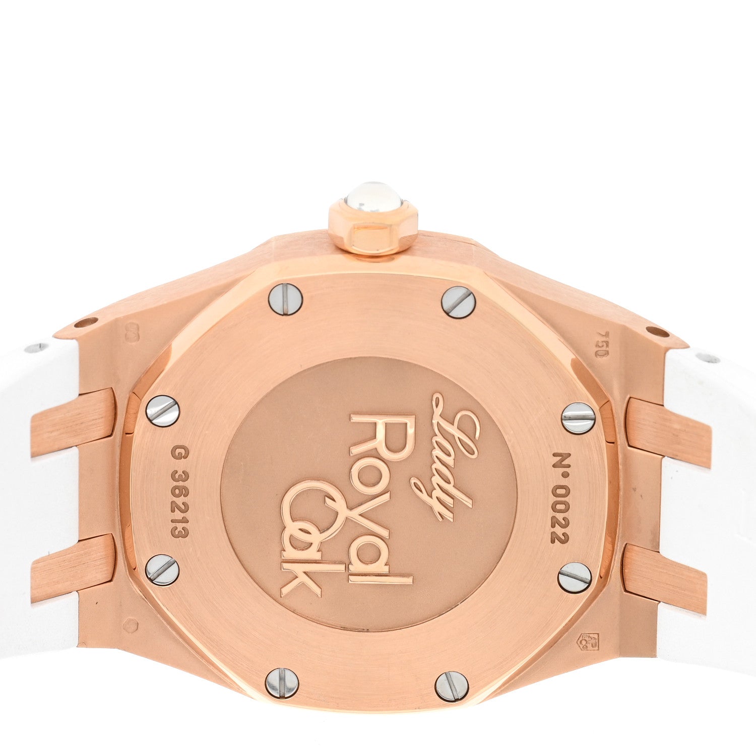 Audemars Piguet 18K Rose Gold Rubber Diamond 33mm Royal Oak Quartz Watch White 67621OR.ZZ.D010CA.01 4 of 4