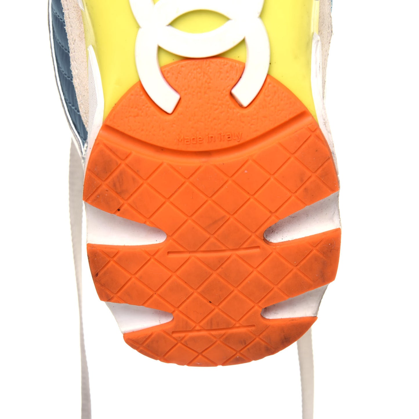 Suede Calfskin Fabric CC Sneakers 36.5 Blue White Orange