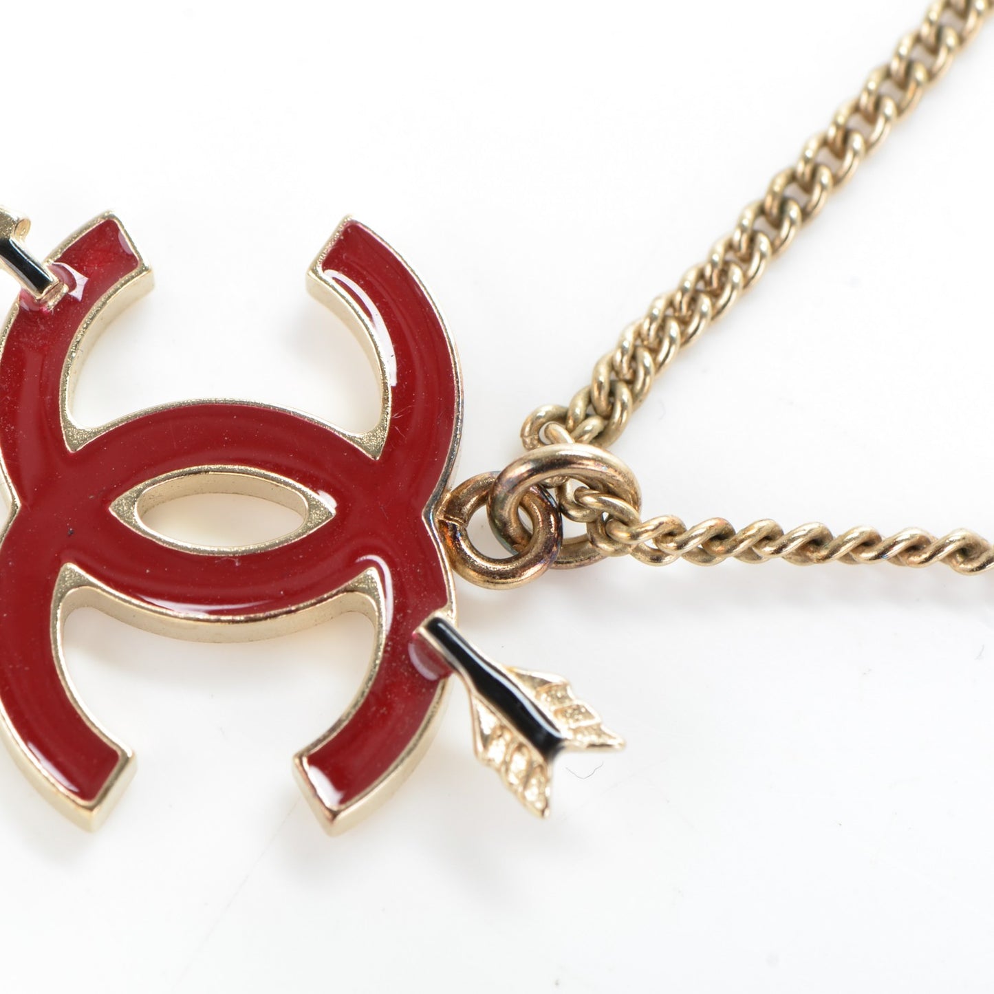 Enamel Arrow CC Necklace Gold Red